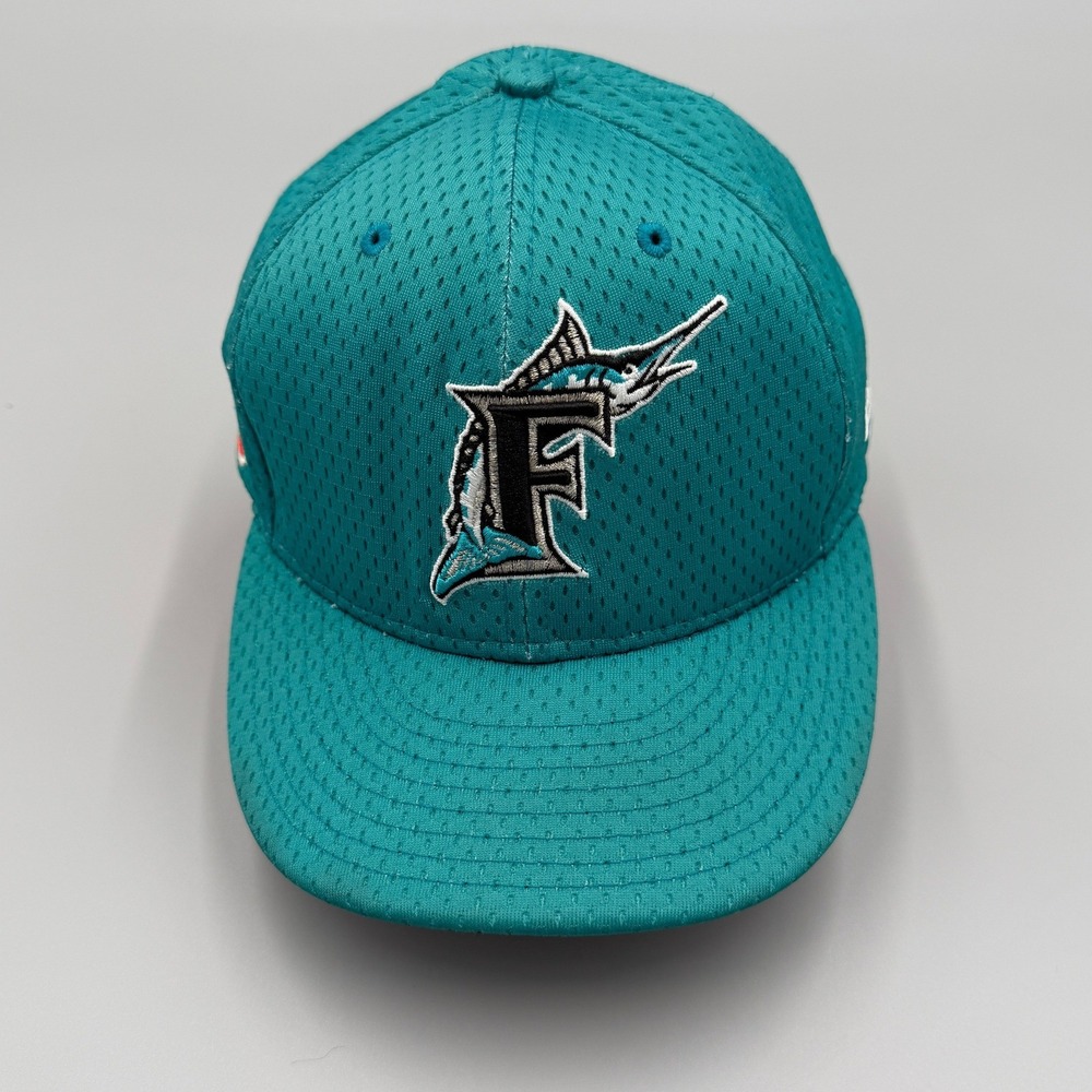 New Era Hat Mens OSFM Teal Florida Marlins 9FIFTY Cooperstown Mesh Snapback Cap